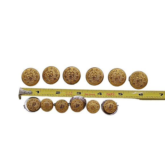 12 Vintage Uniform Coat Jacket Shank Buttons Initial P Police Superior Quality - Picture 4 of 8